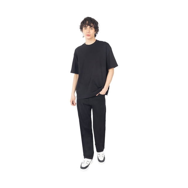 Playera Box Fit Lisa de Algodón Para Hombre con Cuello Redondo Quarry
