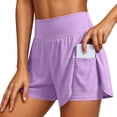 thumbnail image 5 of Arlun Athletic Running Shorts for Women 2 in 1 Stretch High Waisted Workout Gym Yoga Dolphin Shorts Lightweight Breathable Quick Drying Sports Short Pants with Lined Pockets 2-Purple XL, 5 of 8