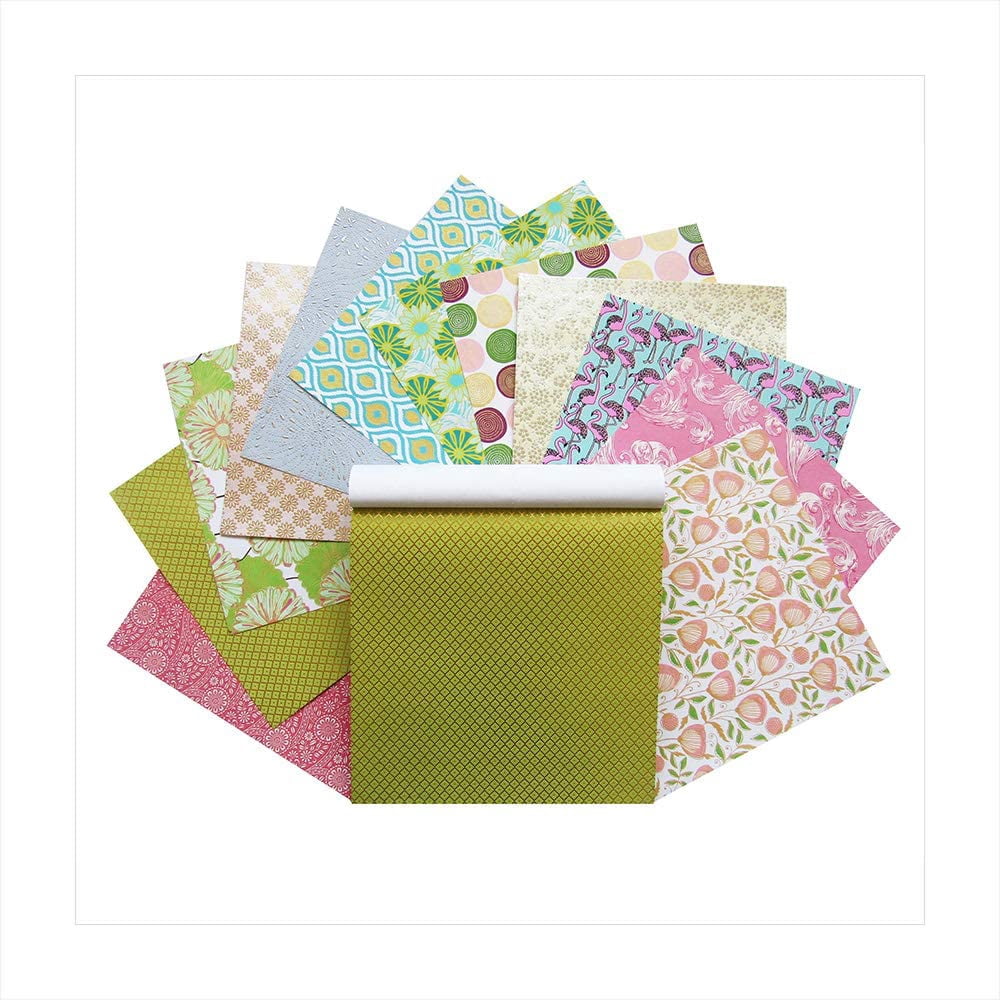 Paperhues World of Pastels Handmade Scrapbook Paper 12 x 12" Pad, 24 Sheets (2 sheets each of 12 styles)