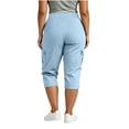thumbnail image 6 of BXJX Womens Plus Size Capris, Elastic Waist Causal Summer Multi-Pocket Capri Pants for Women Light Blue Size XL, 6 of 6