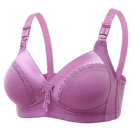 

TFDZ Sleep Bra Bras For Women No Underwire Woman s Embroidered Glossy Comfortable Breathable Bra Underwear No Rims Purple