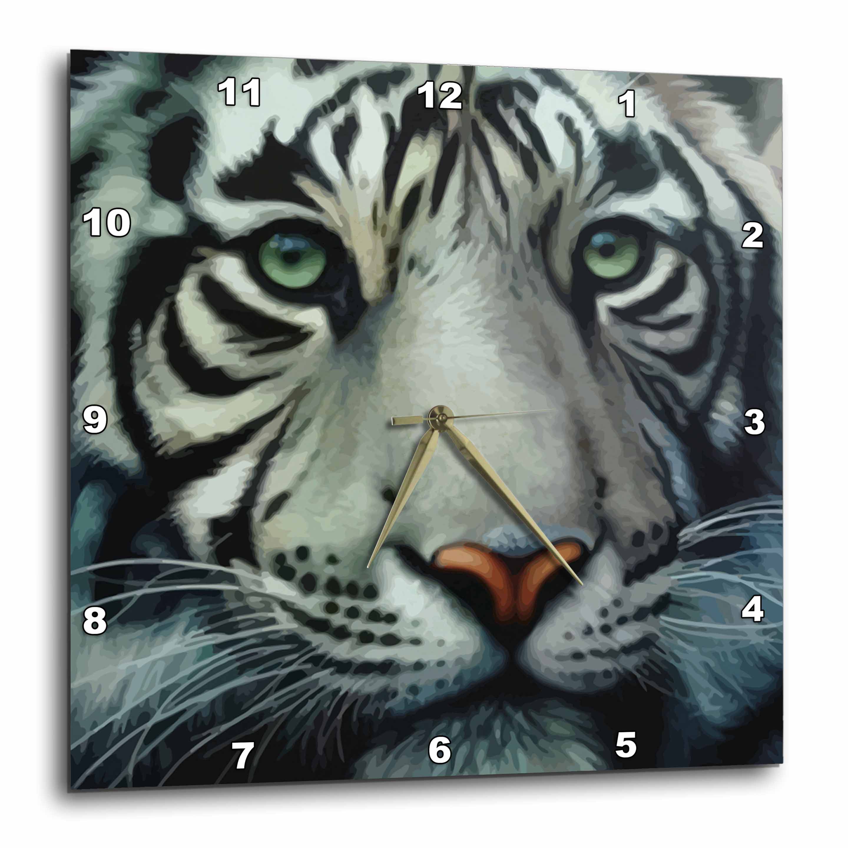 3dRose White Tiger Wall Clock, 15 by 15inch