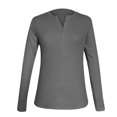 thumbnail image 3 of Camiseta básica de manga larga ajustada con botones de Color sólido a la moda para mujer Fridja  hkj914, 3 of 4