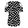thumbnail image 6 of Women's Summer Shirts Short Sleeve Tunic Strappy Cold Shoulder Tops Polka Dolt Pullover Fashion Casual Blouses (M, Black), 6 of 6