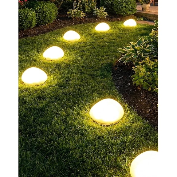 Waterproof Solar Glass Pebble Lights Decorative Glow Cobblestone Lamps for Garden Patio Yard Pathway
