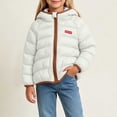 thumbnail image 3 of Agkizg Kids Girls Hooded Puffer Coat Long Sleeve Thick Winter Jacket with Pockets Solid Color Warm Casual Outerwear, 3 of 6