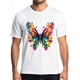 thumbnail image 1 of Camisetas de manga corta con mariposas coloridas para hombre, cuello redondo, flores y acuarela, color negro-S, 1 of 8