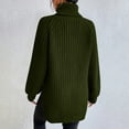 thumbnail image 3 of DuoJiaJ Womens Turtleneck Oversized Sweater Batwing Pullover Sweater Casual Fall Loose Knit Jumper Top Green XXXL, 3 of 5