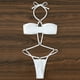 thumbnail image 3 of Gibobby Trajes de Baño Mujer Completo Bikini de cuello con correas sexy de colores sólidos para mujer(Blanco,G), 3 of 4