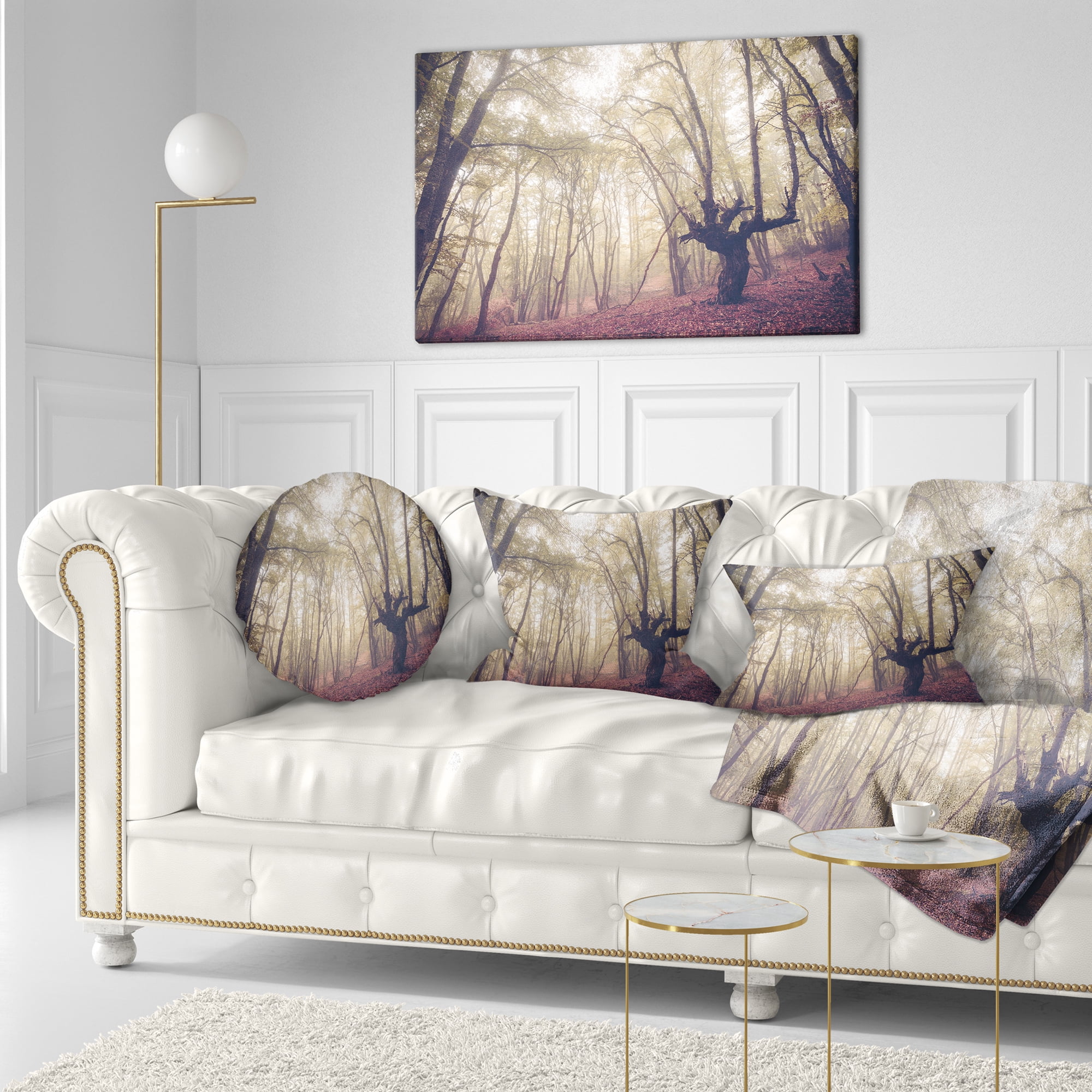 Designart High rise Trees in Forest - Landscape Photography Throw Pillow - 12x20