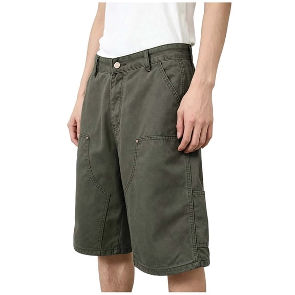 FRSASU Men's Classic Baggy Stretch Cargo Jean Shorts Lightweight Casual Outdoor Streetwear Demin Shorts with Pockets Army Green