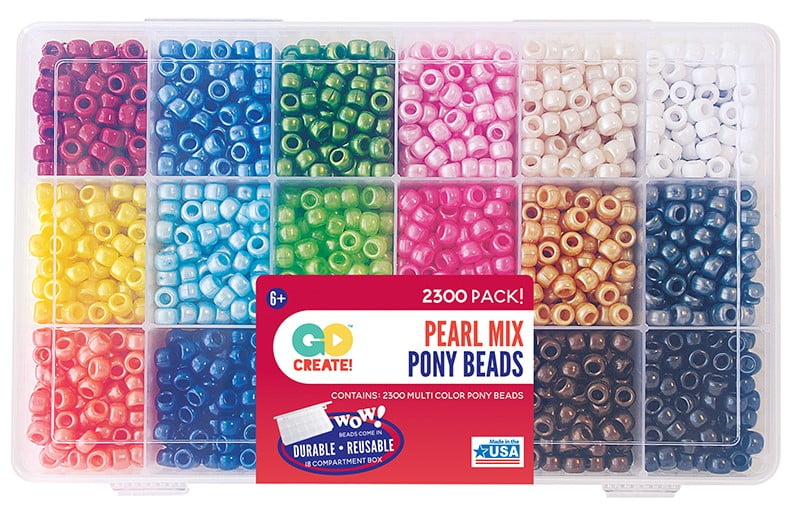 Pack of 100 Pearl Pony Beads in Mix Color 