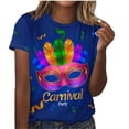 thumbnail image 2 of Fesfesfes Workout Shirts for Women Loose Fit Mardi Gras Women Fashion Casual Printed Short Sleeve Round-Neck Pullover Blouse T-shirt Tops Fashion Tops for Women L(US:8), 2 of 4