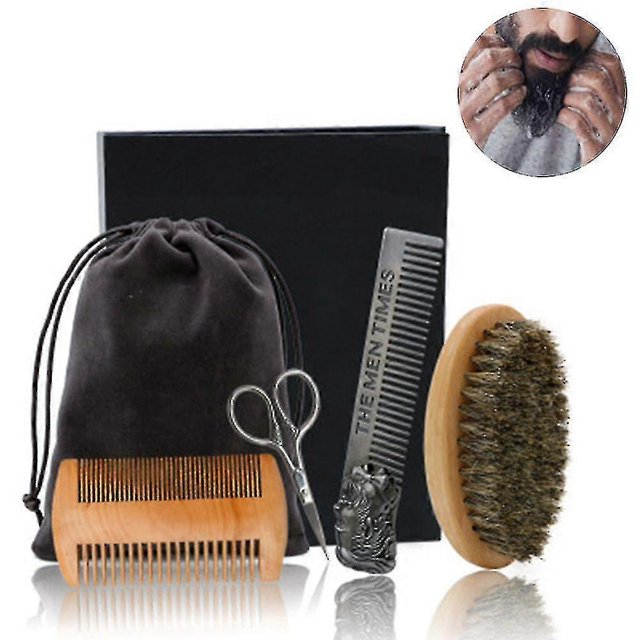 KAIYANG Juego de 5 peines para barba Revolution Beard Comb & Beard Brush Set para hombres: cepillo de cerdas de jabalí naturales