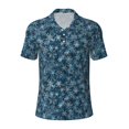 thumbnail image 2 of Daiia Blue and White Gradient Snowflake Pattern Men’s Polo Shirts,Solid Deck Shirt,Classic Fit, Breathable Cotton Polo for Casual and Sport Wear-Large, 2 of 7