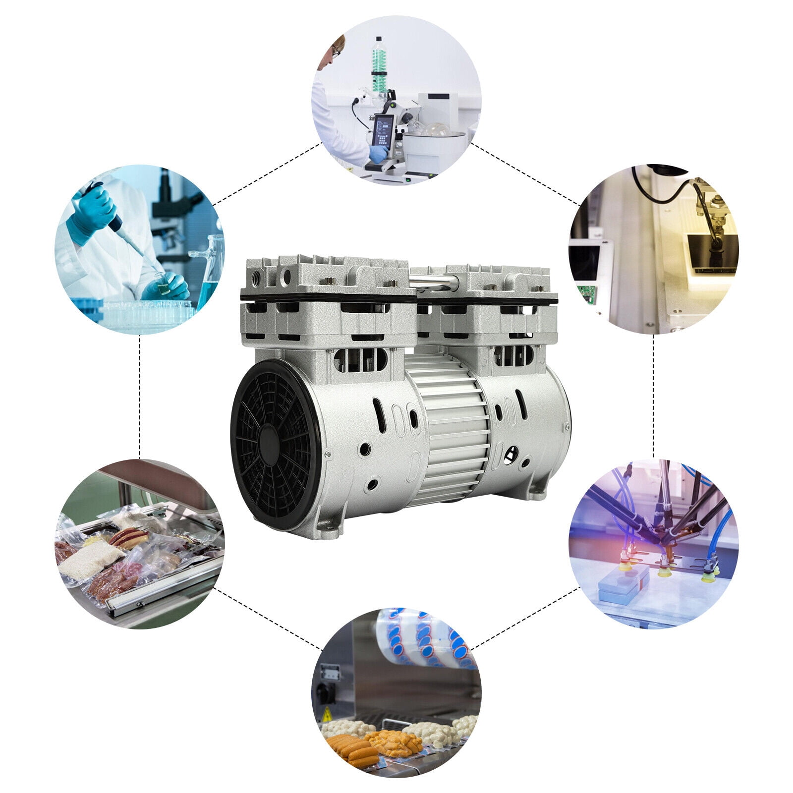 800W Oilless Vacuum Pump Air Pump Compressor Head Small Air Mute 4.5CFM 125L/min