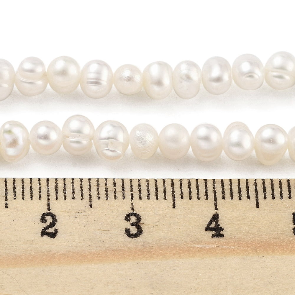 4strands Cultured Freshwater Pearl Beads Strands Potato Floral White 3.8~4.2mm Hole: 0.6mm about 43pcs/strand 6.50 inch(16.5cm)