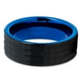 thumbnail image 2 of Blue Tungsten Band Tungsten Wedding Band Hammered Tungsten Ring 8mm Tungsten Carbide Comfort Fit, 2 of 3