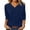 Navy, variant on Shachafan Solid Color Fashionable V Neck Three Quarter Sleeve T Shirt Long Sleeves Women