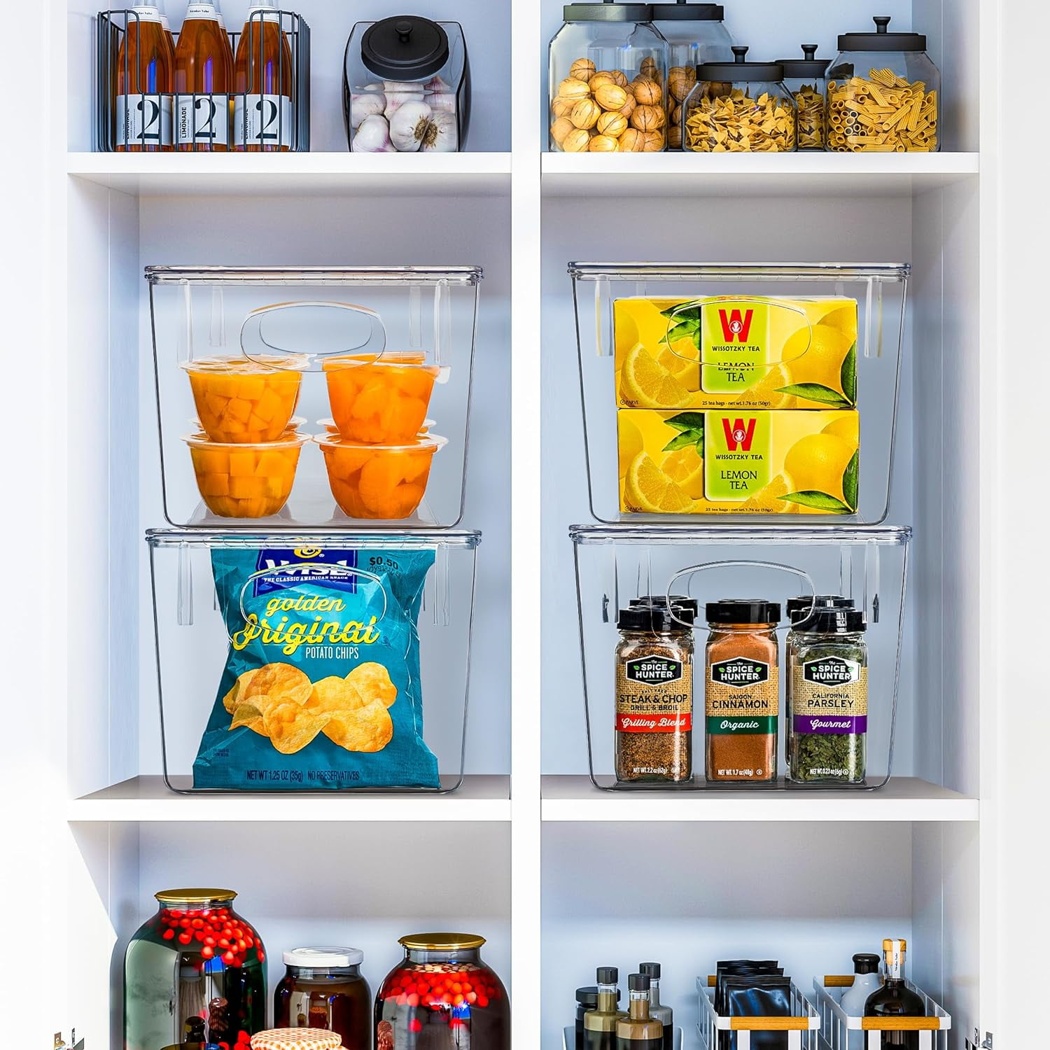 Sorbus Clear Storage Bins - Multi-Purpose Organizers for Kitchen, Pantry, Fridge, and Cabinet (Large, 2 Pack)
