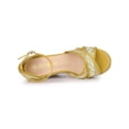 thumbnail image 4 of BLISSFUL STEP Women's Shoes Floral Lace Espadrille Wedge Heel Open Toe Sandals Yellow Green 9, 4 of 7