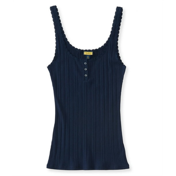 Aeropostale - Camiseta sin mangas acanalada para mujer, color azul, pequeña Aeropostale Camiseta sin mangas