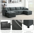 thumbnail image 5 of EUROCO 134" Oversized U Shaped Modular Sectional Sofa Couch, 6 Seat Chenille Sleeper Sofa Bed Cloud Couch Set with Double Cushions and Ottomans, Indoor Furniture for Living Room, Dark Gray, 5 of 10