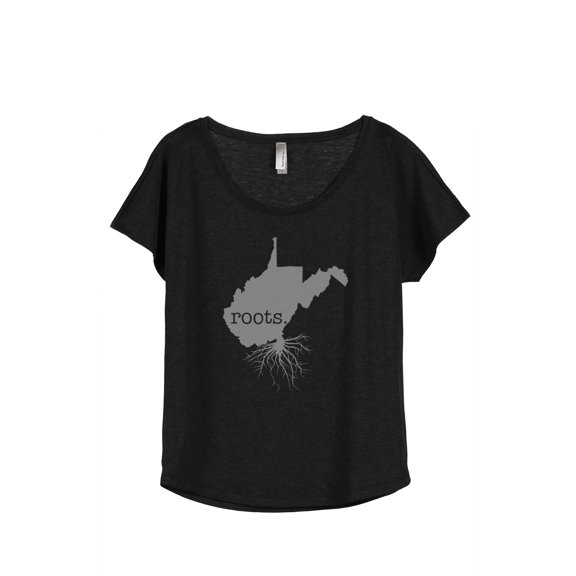 Thread Tank Home Roots State West Virginia WV Women's Relaxed Slouchy Dolman T-Shirt Tee Heather Black Medium