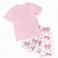 thumbnail image 4 of TOWED22 Toddler Girl Summer Outfits 2pcs Clothing Sets Crew Neck Short Sleeve Top Tee + Shorts Sets Cute Clothes(Pink,3-4 Y), 4 of 6