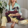 thumbnail image 6 of KLL Elehpant And A Giraffe Looking At The Sea Print Women's Long Sleeve Pajamas with Pants Sleepwear Loungewear 2 Set-XX-Large, 6 of 8