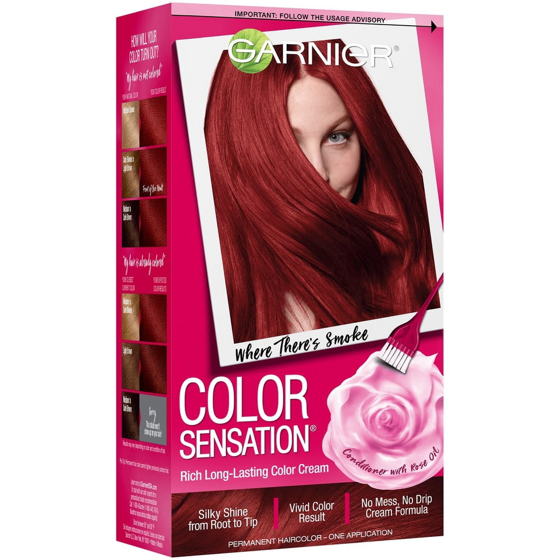 Garnier Color Sensation Hair Color Cream, 6.60 Where There'S Smoke Intense Fiery Red