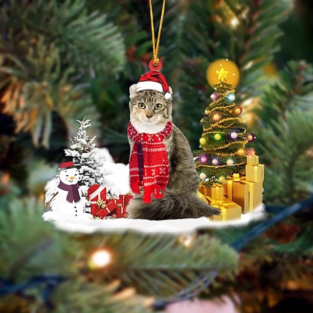 Adorno Navideño para Árbol de Navidad, Precioso Adorno Colgante de Acrílico para Fiestas | Tamaño: 7 Cm X 8 Cm | Elfos de Papá Noel Pintados a Mano | Figuras de Cachorros Navideños | Decoración Navid