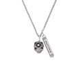 thumbnail image 2 of Delight Jewelry Silvertone Diagonal Banded Barrel with Clear Crystals Spinner Silvertone Mother Daughter Bar Charm Necklace, 23", 2 of 4