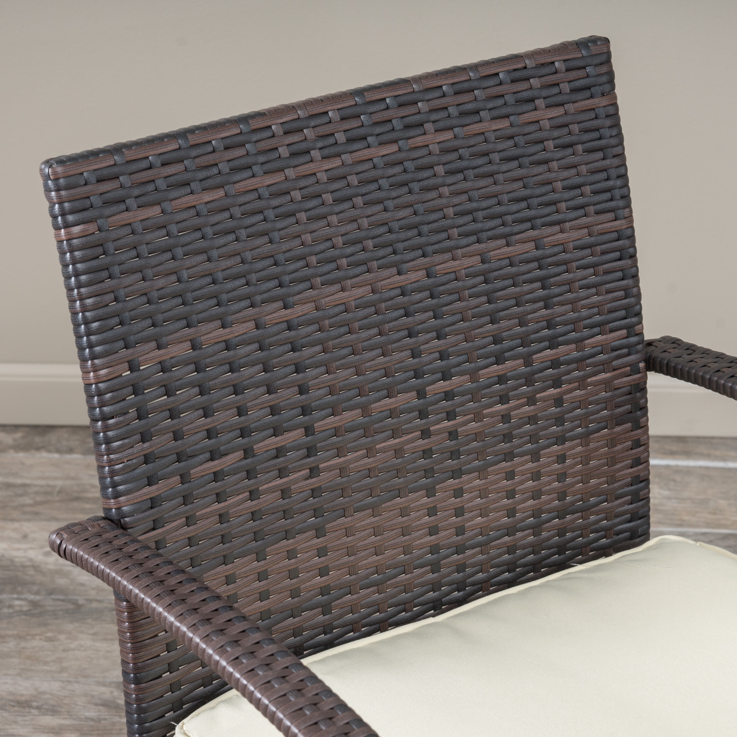 Rosario 5 Piece Outdoor Square Wicker Dining Set, Multibrown
