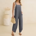 thumbnail image 3 of Women's Casual Loose Bib Jumpsuit Wide Leg Sleeveless Pocket Overall Romper, 3 of 6