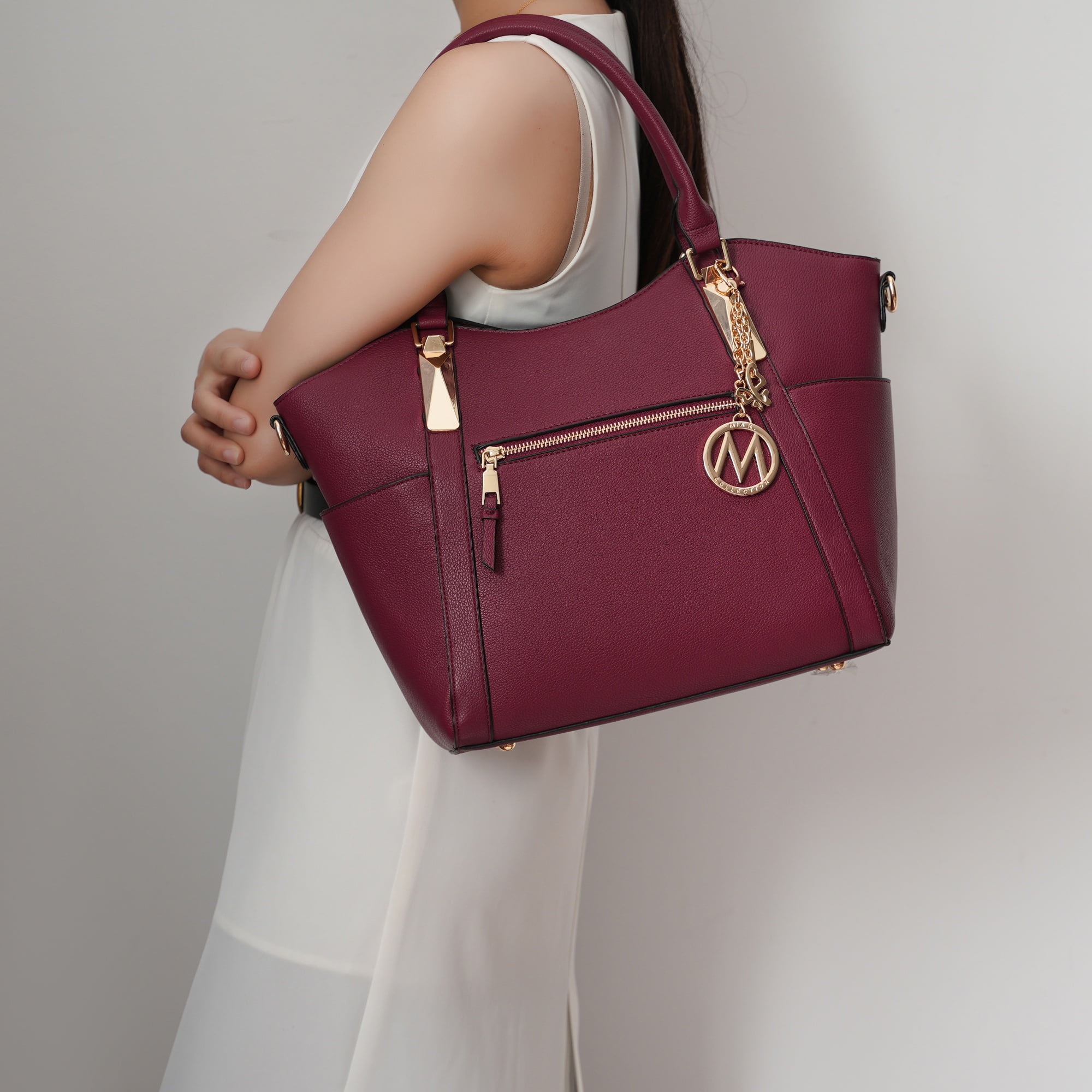 MKF Collection Janise Women's Tote Bag,Solid Shoulder Bag Handbag Purse by Mia K - Cognac