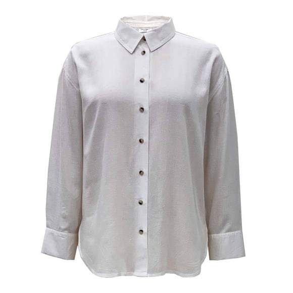 Blusa George para Mujer Camisera con Manga Larga Blanco Talla EG