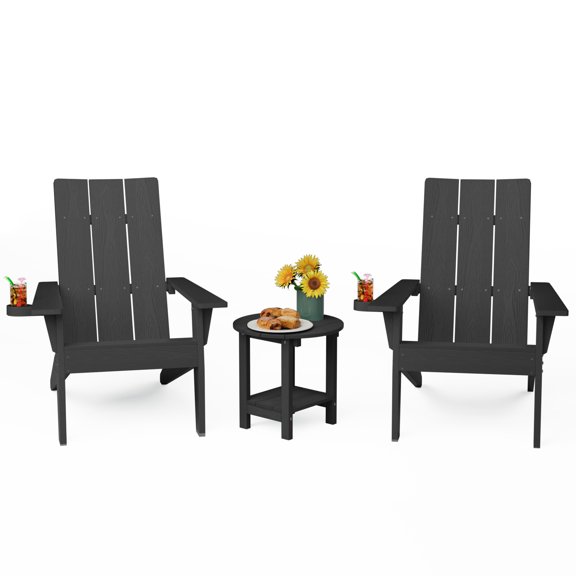 ZEKOO Adirondack Chairs with Table Plastic Outdoor Chair Black