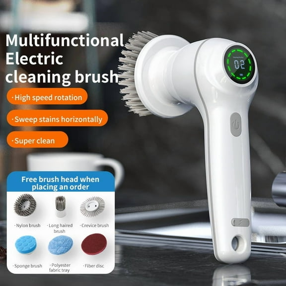 2024 new Electric Spin Scrubber,6 Replaceable Brush Heads, 2 Speeds, Handheld Power Shower Scrubber for Cleaning Floors, Grout, Windows, Bathtubs, Tiles, Sink, Car