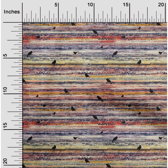 oneOone Cotton Jersey Pale Orange Fabric Bird & Stripe Texture Diy Clothing Quilting Fabric Print Fabric By Yard 58 Inch Wide