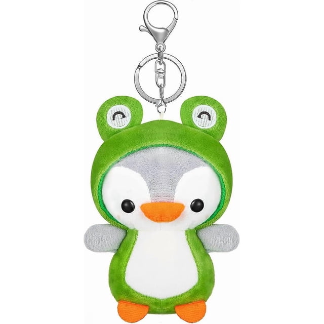 Penguin Plush, a Cute Penguin Stuffed Animal Dressed As a Frog, Penguin Plush Toy for Boys and Girls, a Birthday Gift (Keychain Frog 5.5inch)