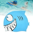 thumbnail image 6 of amleso Shark Shaped Swimming Cap Bathing Cap for Children Short and Long Hair Teens Blue, 6 of 10