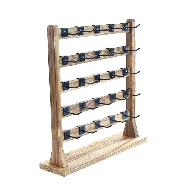fastboy Wooden Earrings Display Stand Multi Tiers Multipurpose Earrings Storage Rack 5 Tier Wood Color 5 Tier