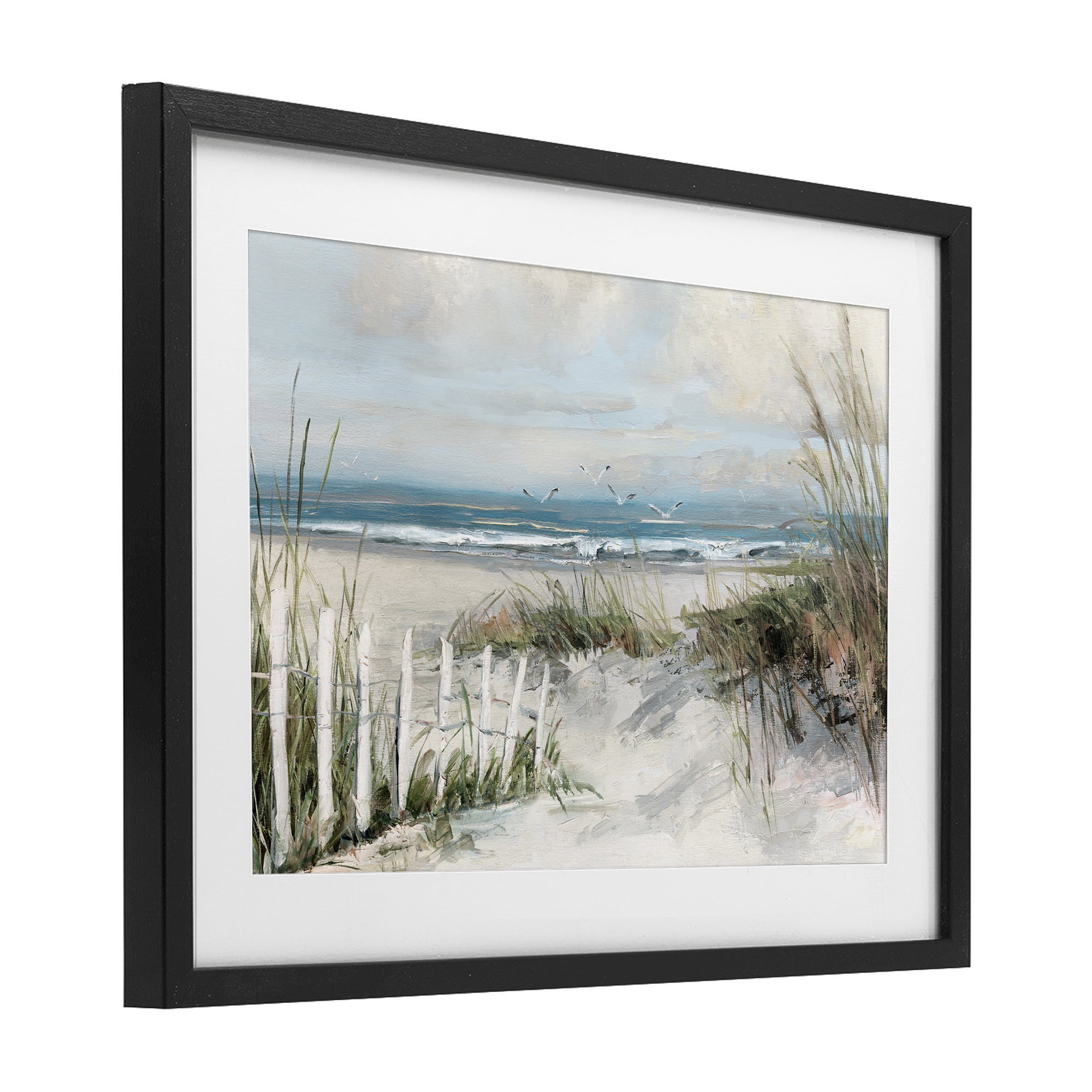 Stupell Industries Dunes With Weathered Fence Black Framed Print Under Glass, design by Sally Swatland