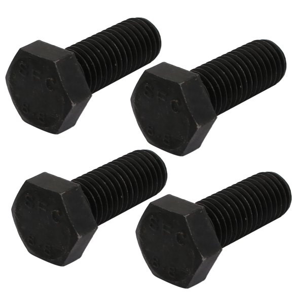 Unique Bargains 8.8 Grade M12x30mm Full Threaded Left Hand Thread Hex Head Bolt Black 4pcs