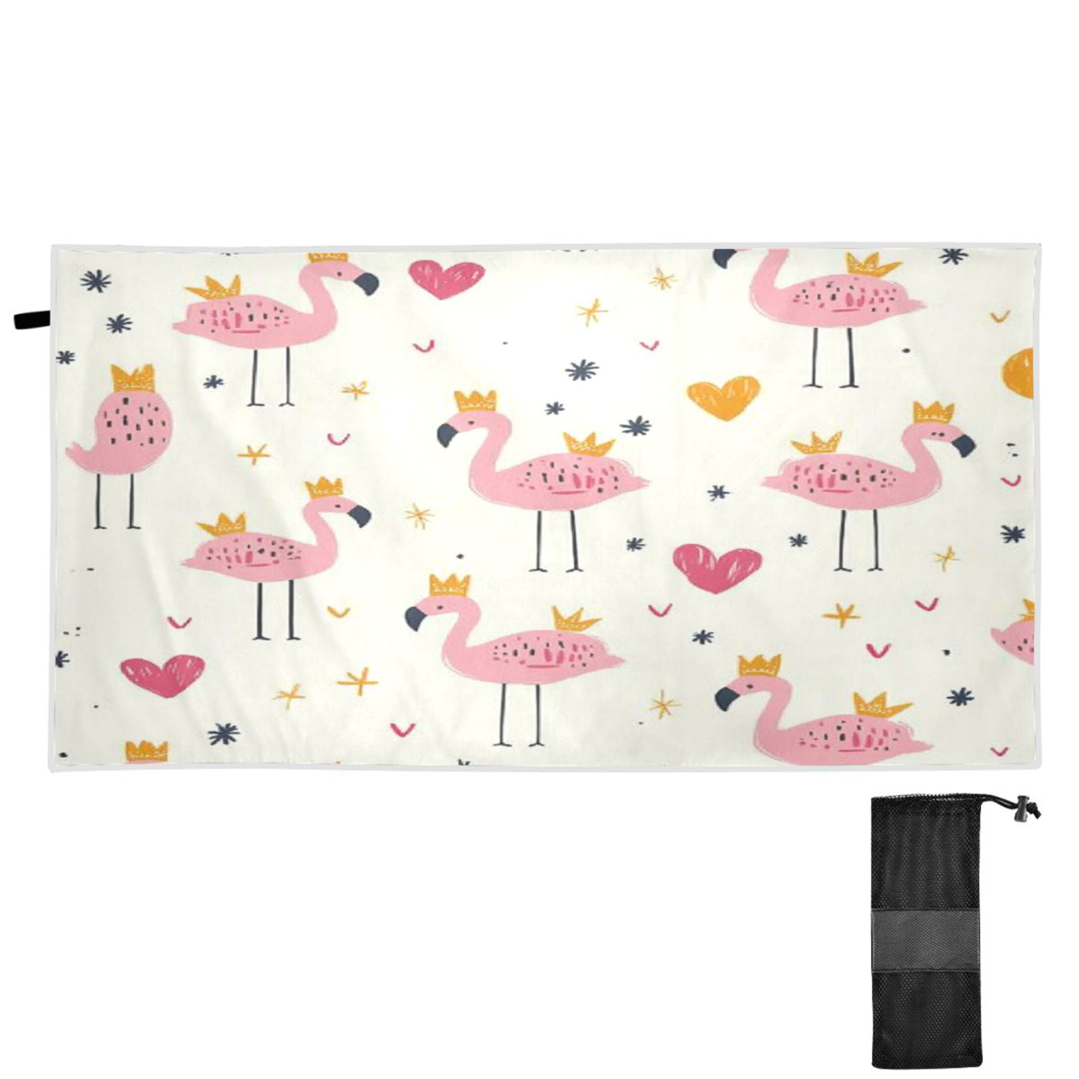 Qxltty Cute Pink Flamingos Crowns Hearts Beach Towel Sand Free Bath Towel Absorbent Quick Dry Soft Lightweight Blanket for Travel Gym Camping 71x31in
