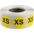 thumbnail image 1 of XS Yellow Color Clothing Size Stickers | 0.75" Inch Round | 500 Pack, 1 of 1
