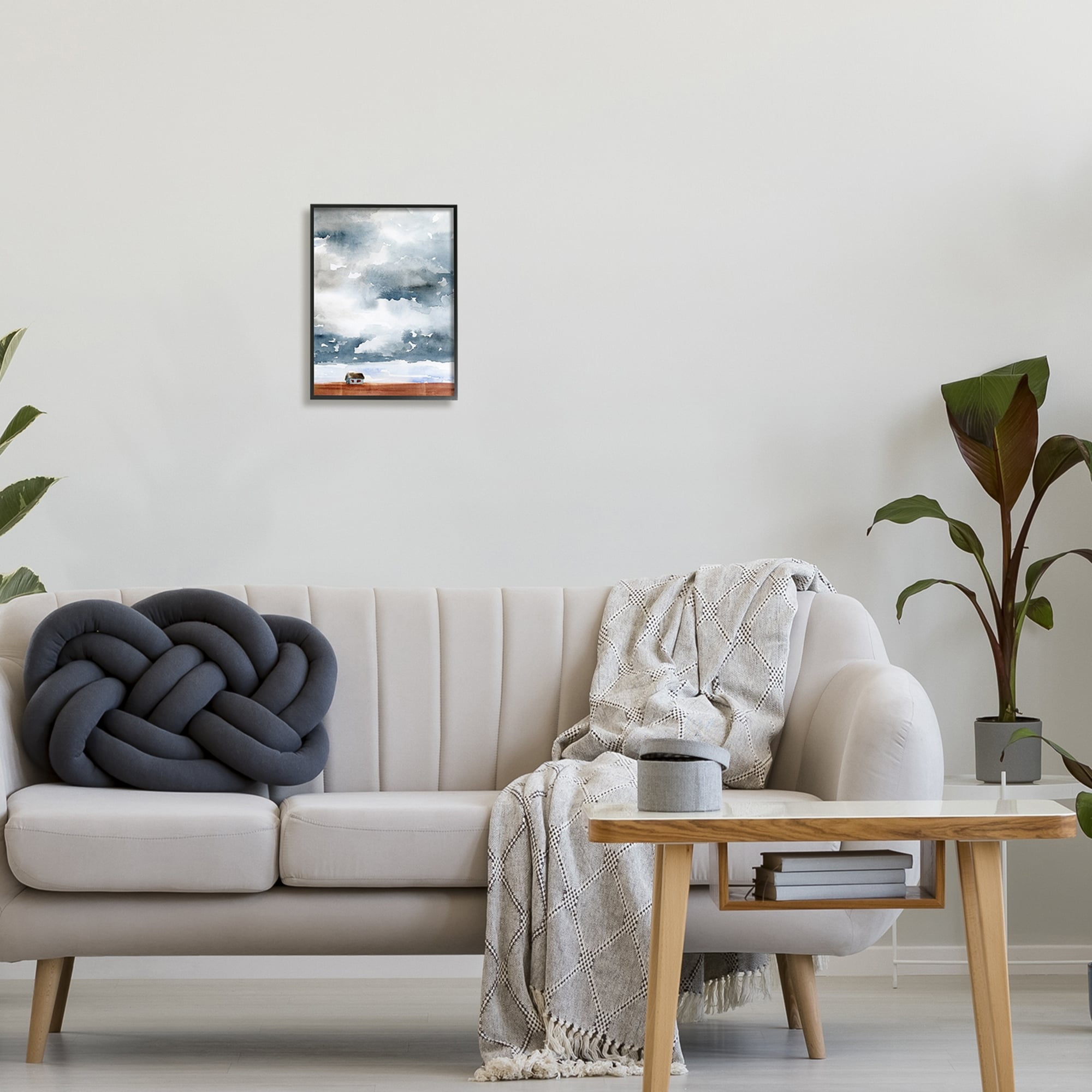 Stupell Industries Distant Rural Cottage Heavy Clouds Watercolor Painting Painting White Framed Art Print Wall Art, Design by Jennifer Paxton Parker