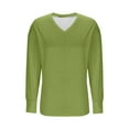 thumbnail image 3 of Plus Size Casual Sweatshirts for Women Spring Fall V Neck Tops Side Split Hem Long Sleeve Loose Pullover Tshirts (XL, Green), 3 of 4