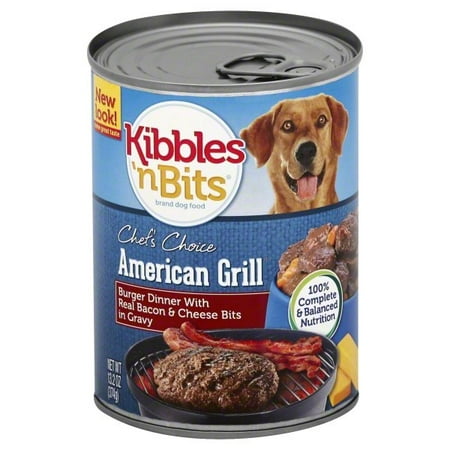 Kibbles 'n Bits Chef's Choice American Grill Burger Dinner With Real Bacon & Cheese Bits in Gravy Wet Dog Food, 13.2-Ounce (12 (Best American Cheese For Burgers)